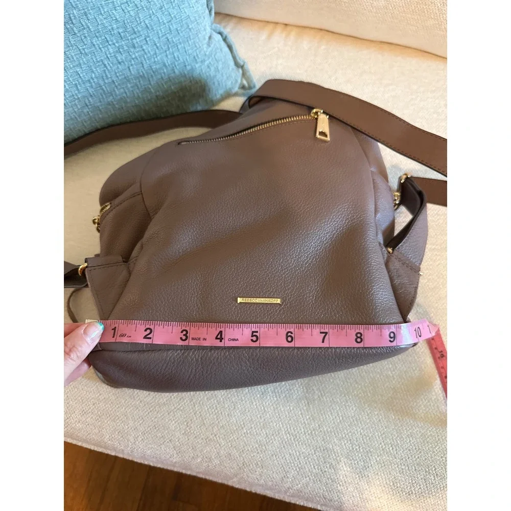 Rebecca Minkoff Julian Backpack Taupe Pebbled Leather Gold Hardware Dust Bag